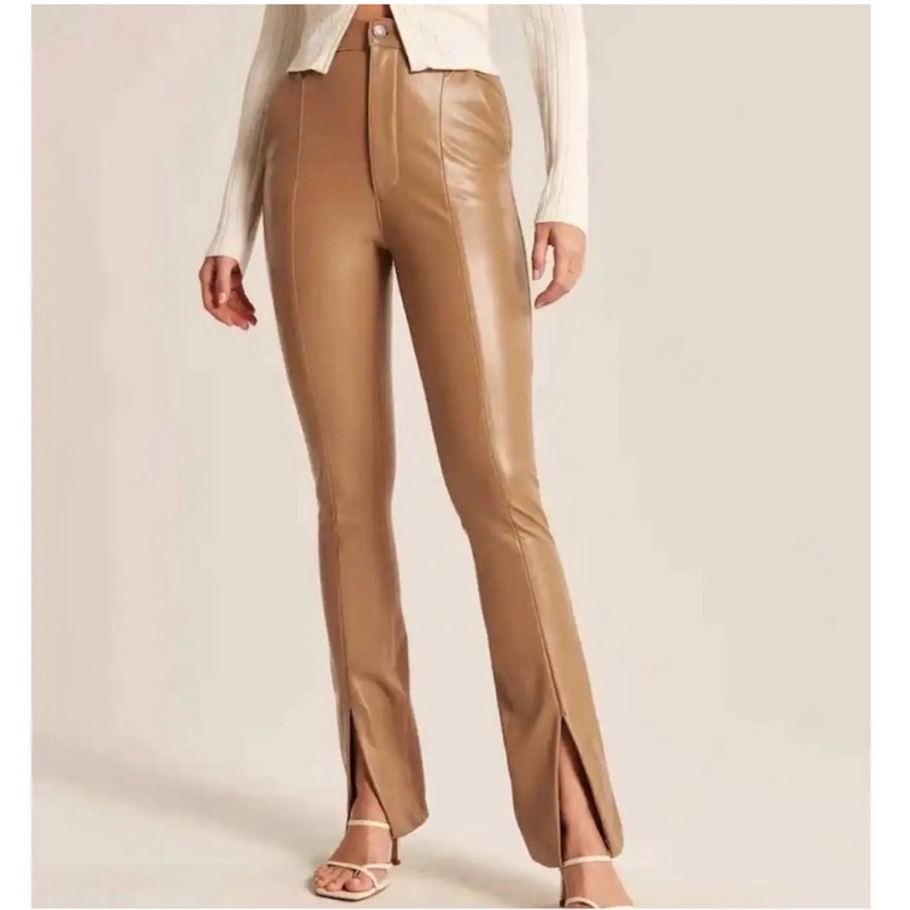Abercrombie Vegan Leather Split Hem Skinny Pants